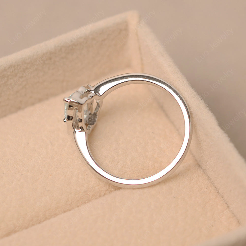 Marquise Cut Aquamarine Halo Engagement Ring - LUO Jewelry