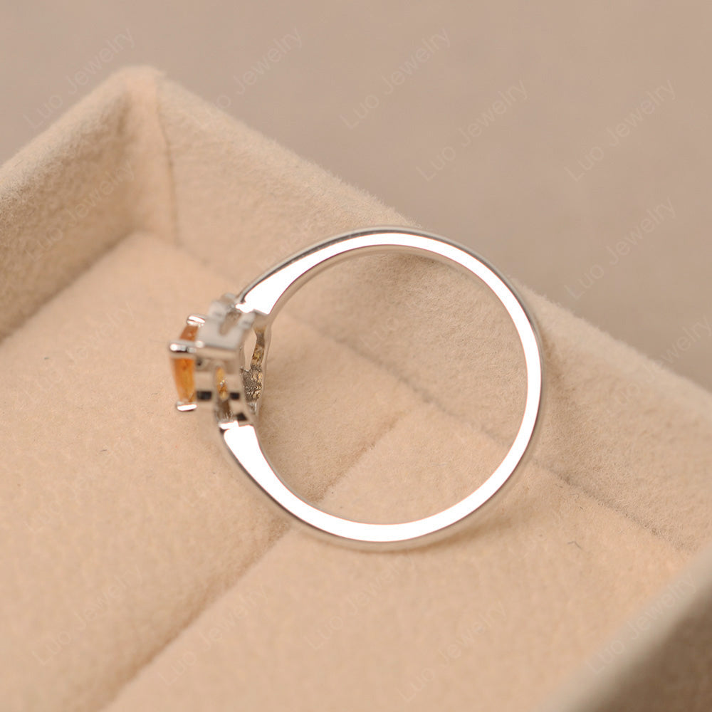 Marquise Cut Citrine Halo Engagement Ring - LUO Jewelry