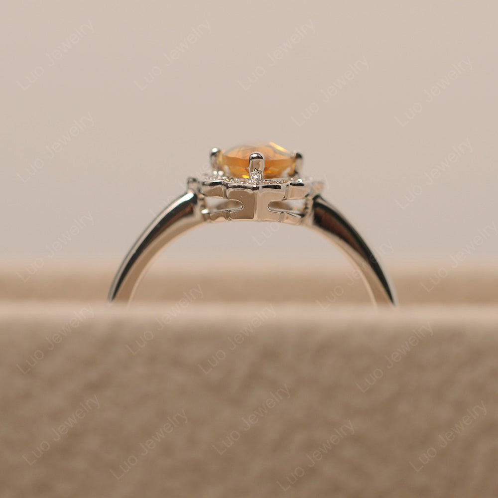 Marquise Cut Citrine Halo Engagement Ring - LUO Jewelry
