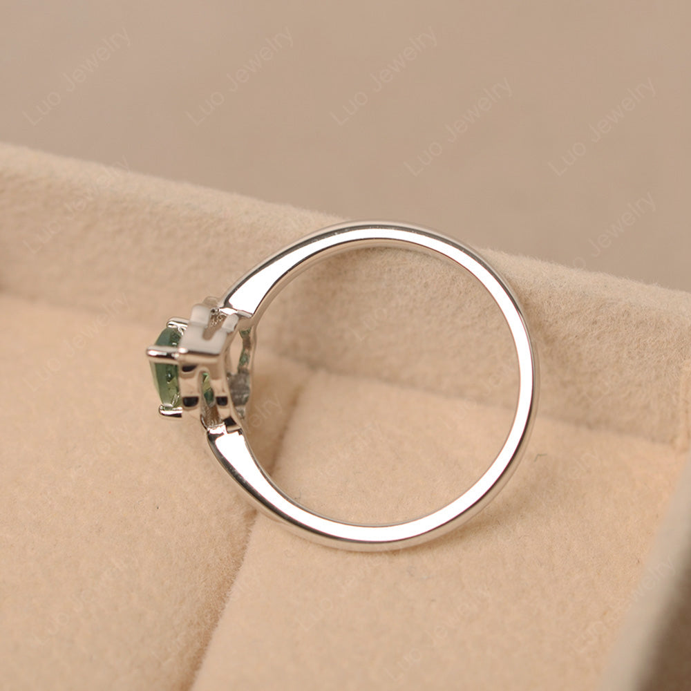 Marquise Cut Green Sapphire Halo Engagement Ring - LUO Jewelry