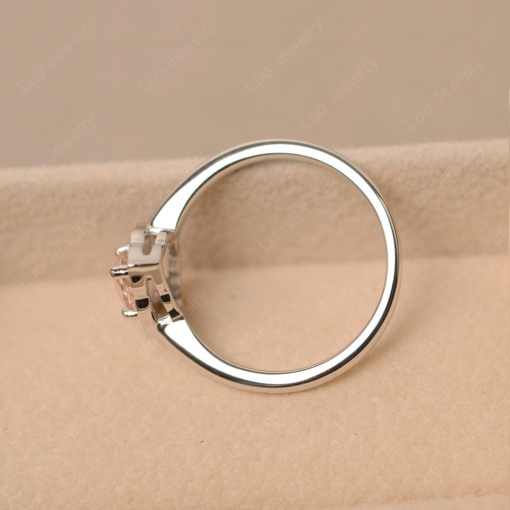 Marquise Cut Morganite Halo Engagement Ring - LUO Jewelry