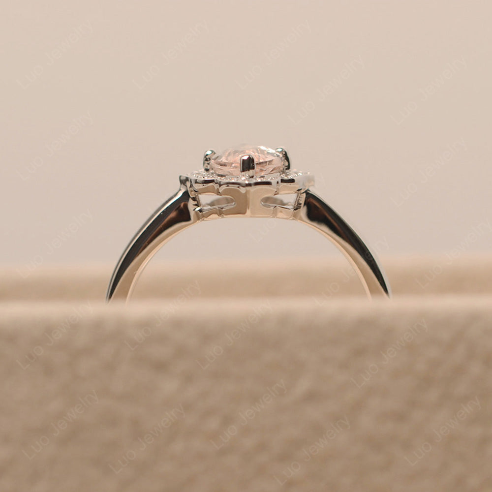 Marquise Cut Morganite Halo Engagement Ring - LUO Jewelry