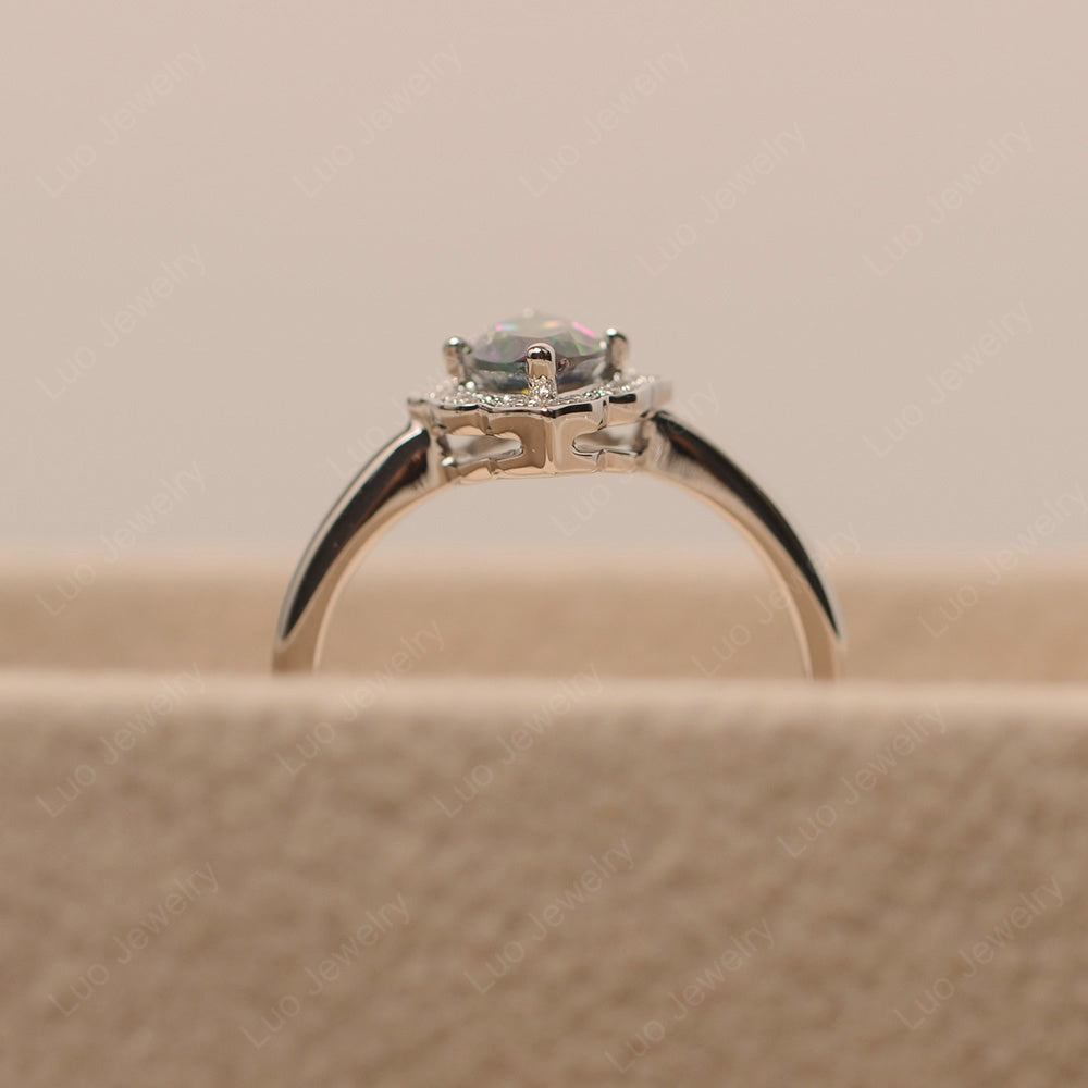 Marquise Cut Mystic Topaz Halo Engagement Ring - LUO Jewelry