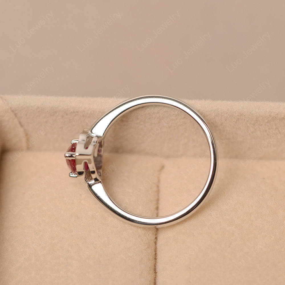 Marquise Cut Ruby Halo Engagement Ring - LUO Jewelry