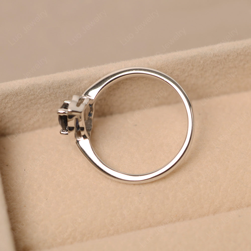 Marquise Cut Lab Sapphire Halo Engagement Ring - LUO Jewelry