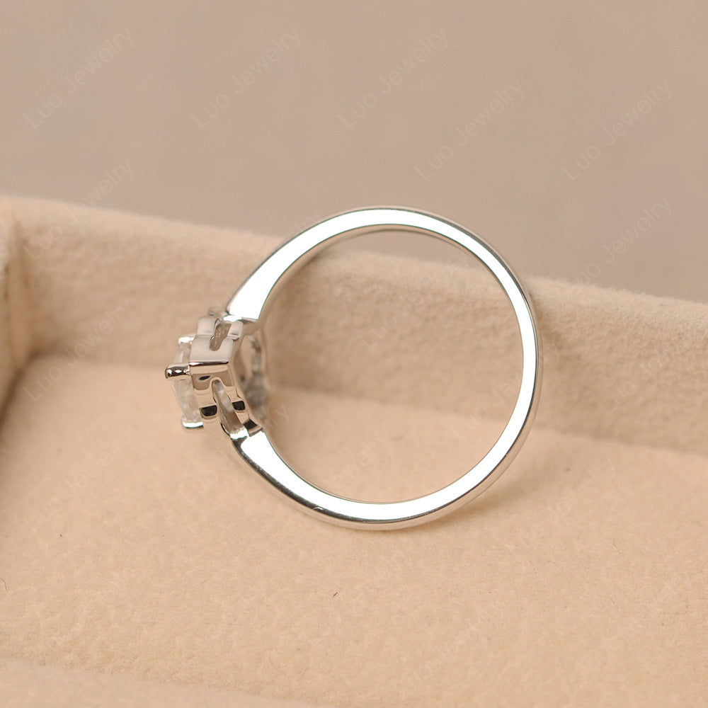 Marquise Cut White Topaz Halo Engagement Ring - LUO Jewelry