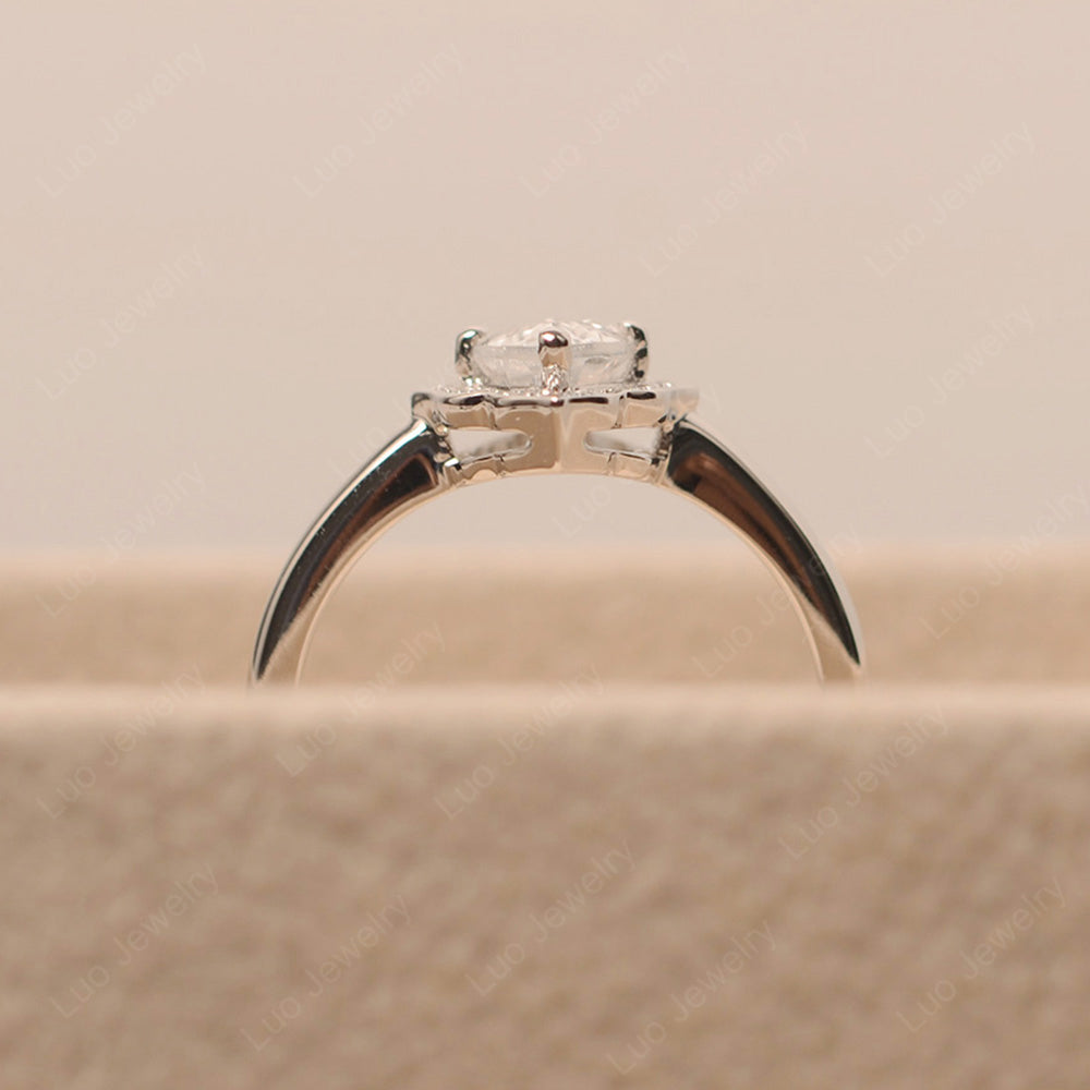 Marquise Cut White Topaz Halo Engagement Ring - LUO Jewelry