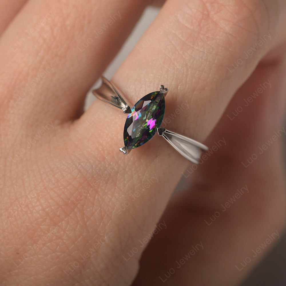 Mystic Topaz Wedding Ring Marquise Solitaire Ring - LUO Jewelry