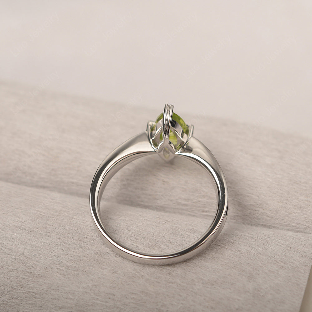 Peridot Wedding Ring Marquise Solitaire Ring - LUO Jewelry