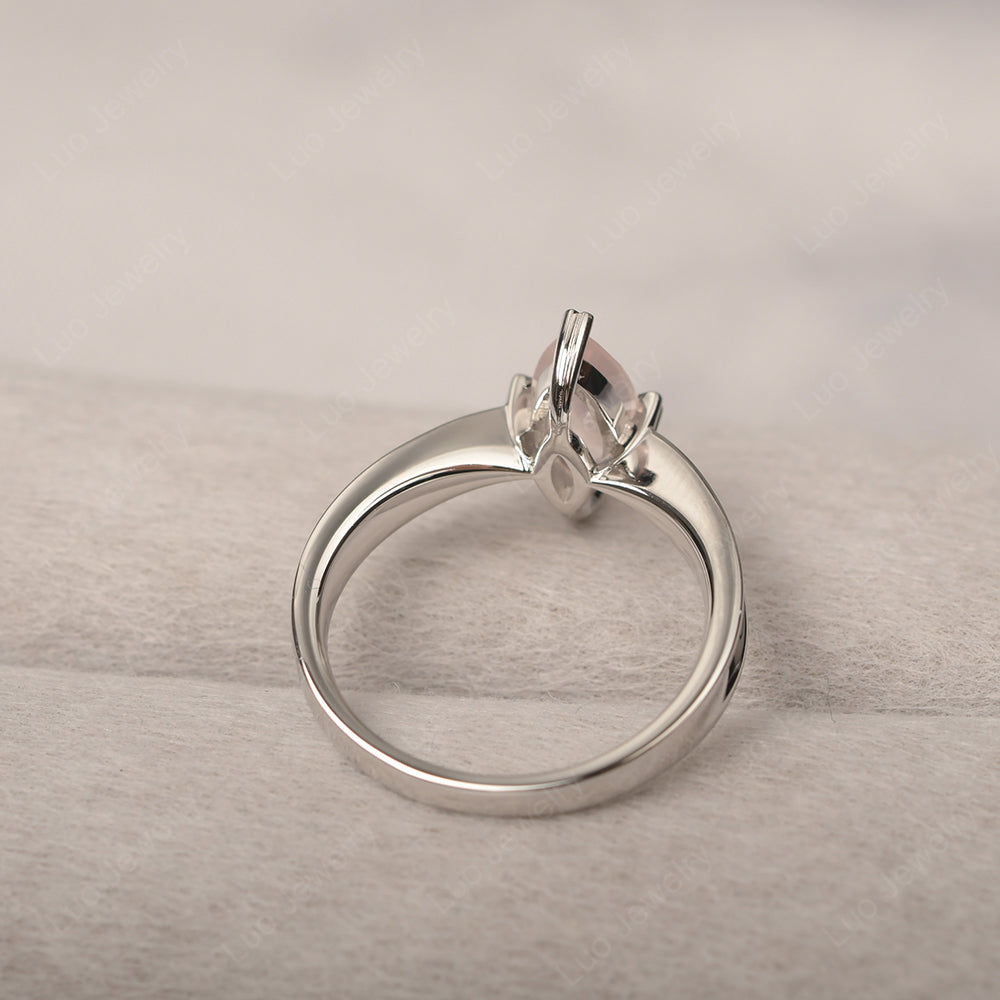 Rose Quartz Wedding Ring Marquise Solitaire Ring - LUO Jewelry