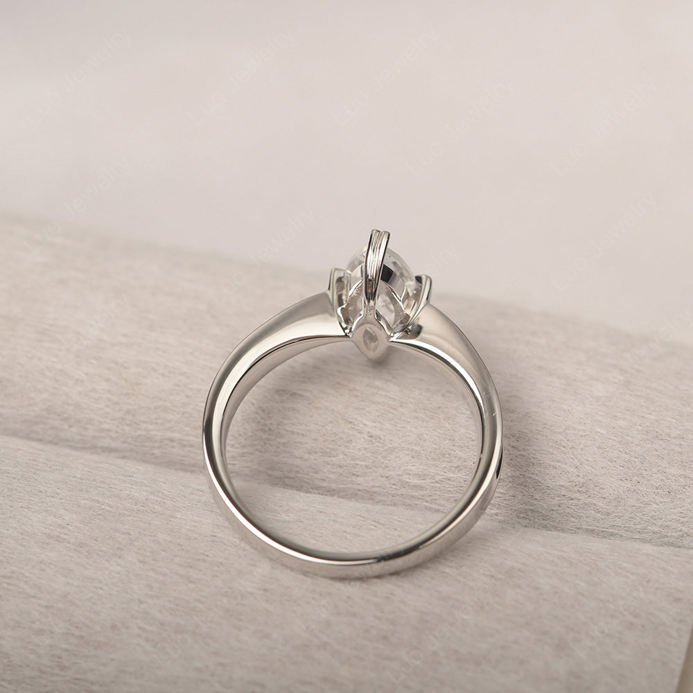 White Topaz Wedding Ring Marquise Solitaire Ring - LUO Jewelry
