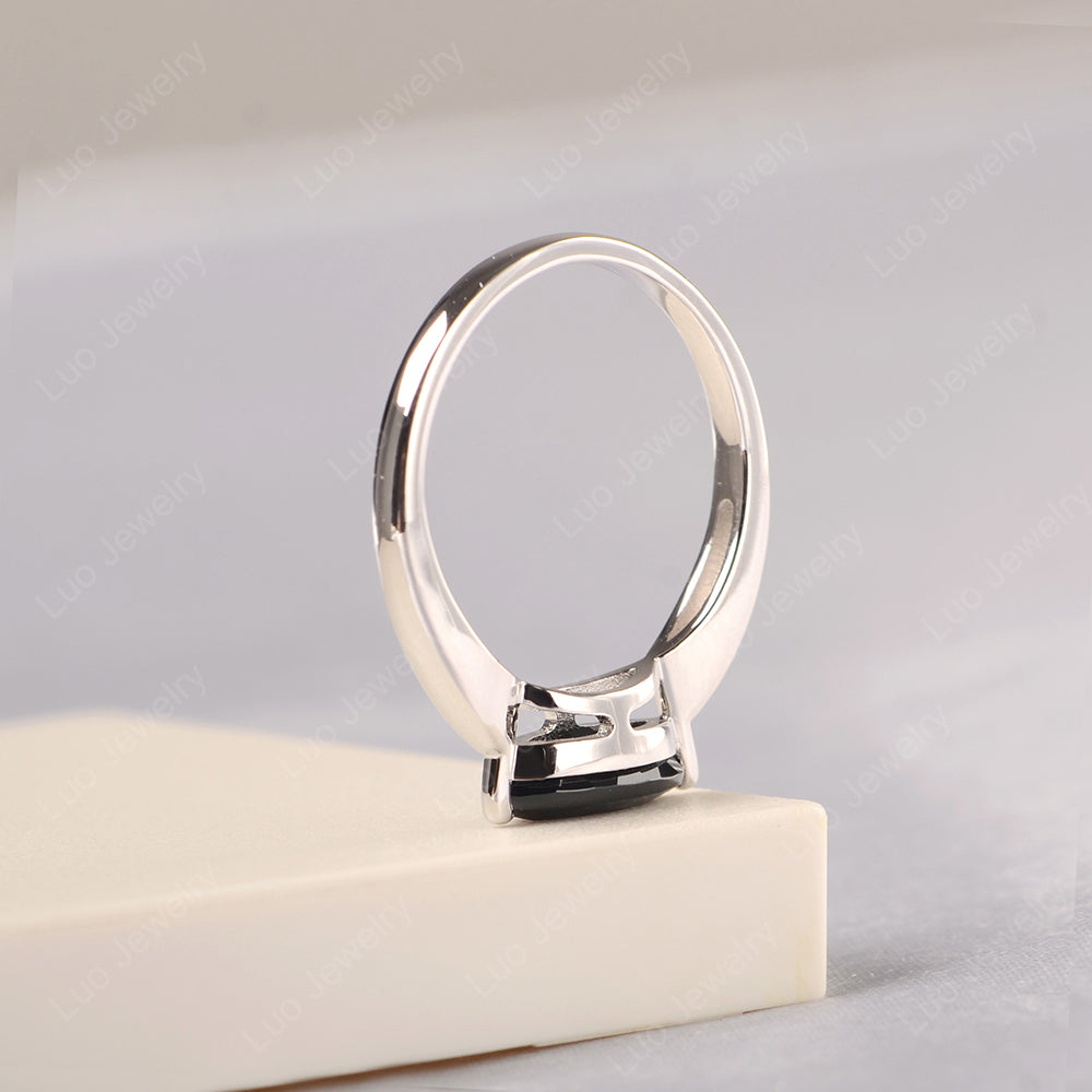 East West Marquise Cut Black Stone Solitaire Ring - LUO Jewelry