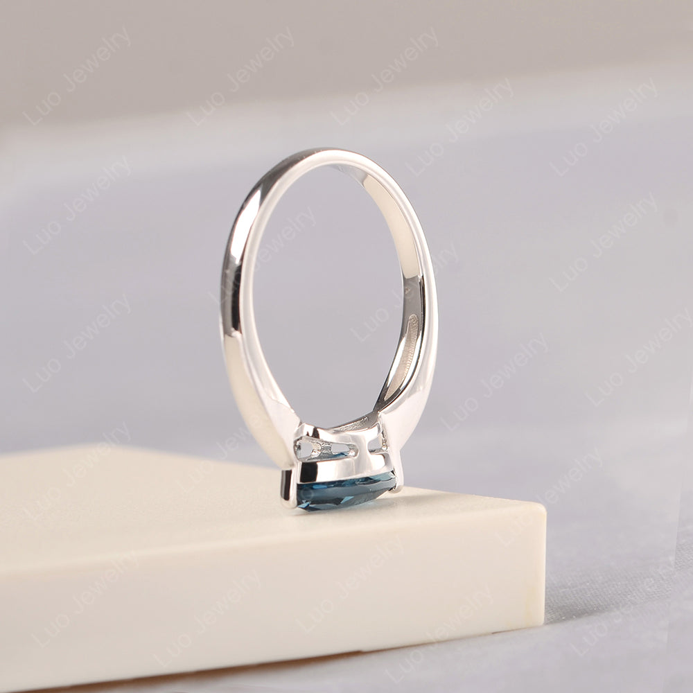 East West Marquise Cut London Blue Topaz Solitaire Ring - LUO Jewelry
