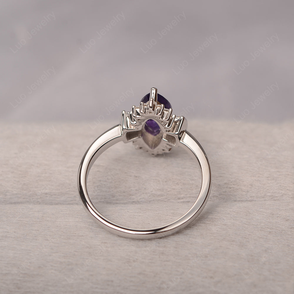 Marquise Amethyst Engagement Ring White Gold - LUO Jewelry