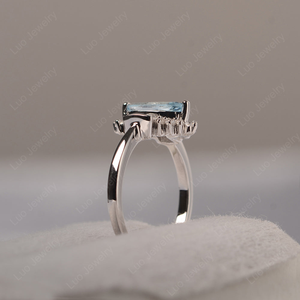 Marquise Aquamarine Engagement Ring White Gold - LUO Jewelry