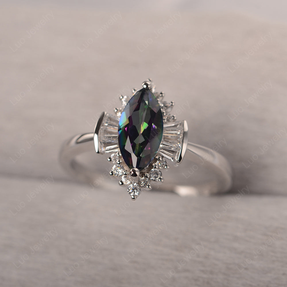 Marquise Mystic Topaz Engagement Ring White Gold - LUO Jewelry