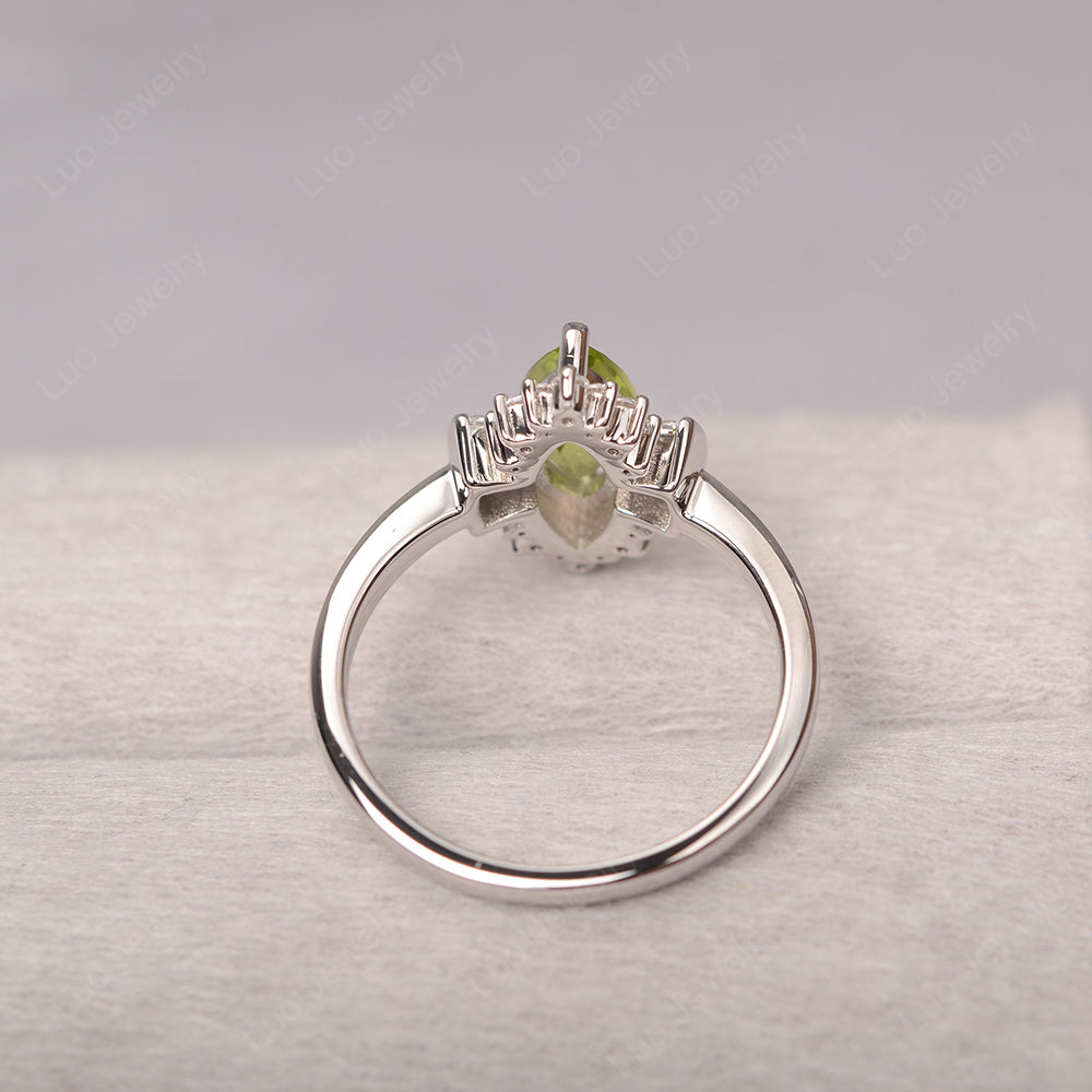 Marquise Peridot Engagement Ring White Gold - LUO Jewelry