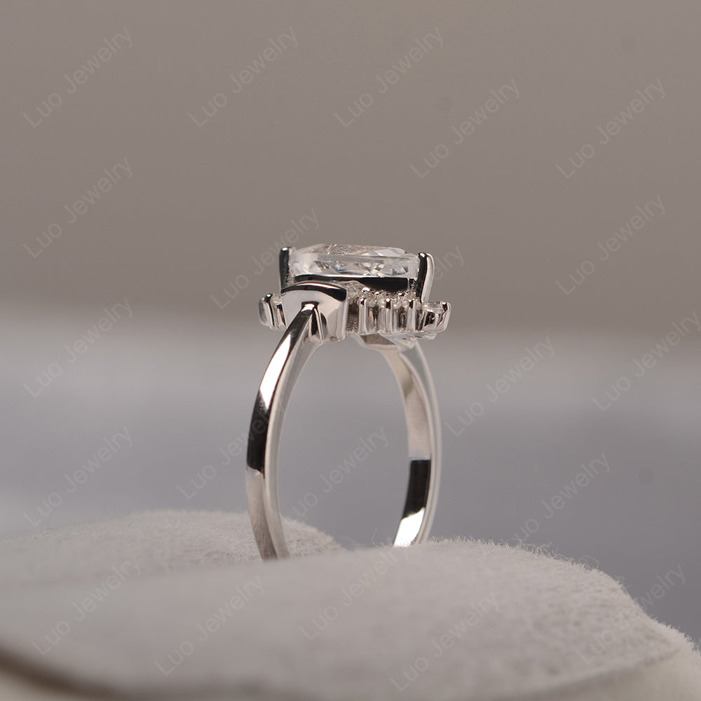 Marquise White Topaz Engagement Ring White Gold - LUO Jewelry