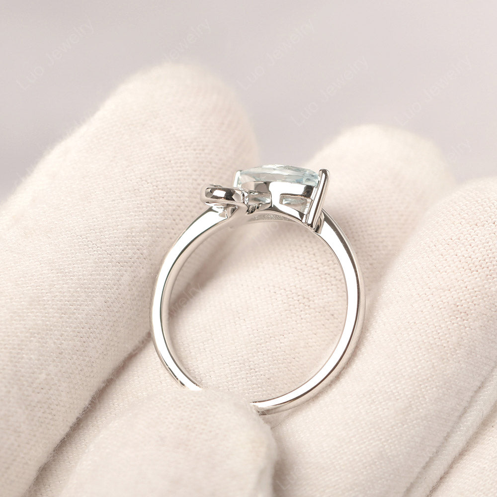 Aquamarine Ring Swan Engagement Ring - LUO Jewelry