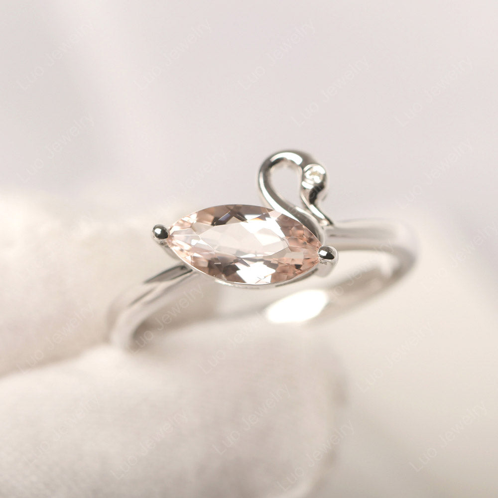 Morganite Ring Swan Engagement Ring - LUO Jewelry