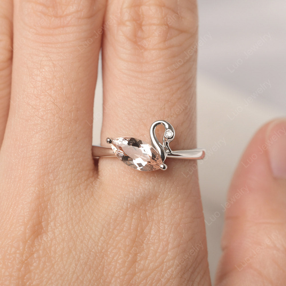 Morganite Ring Swan Engagement Ring - LUO Jewelry