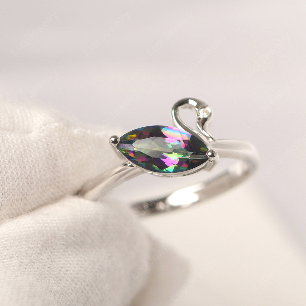 Mystic Topaz Ring Swan Engagement Ring - LUO Jewelry