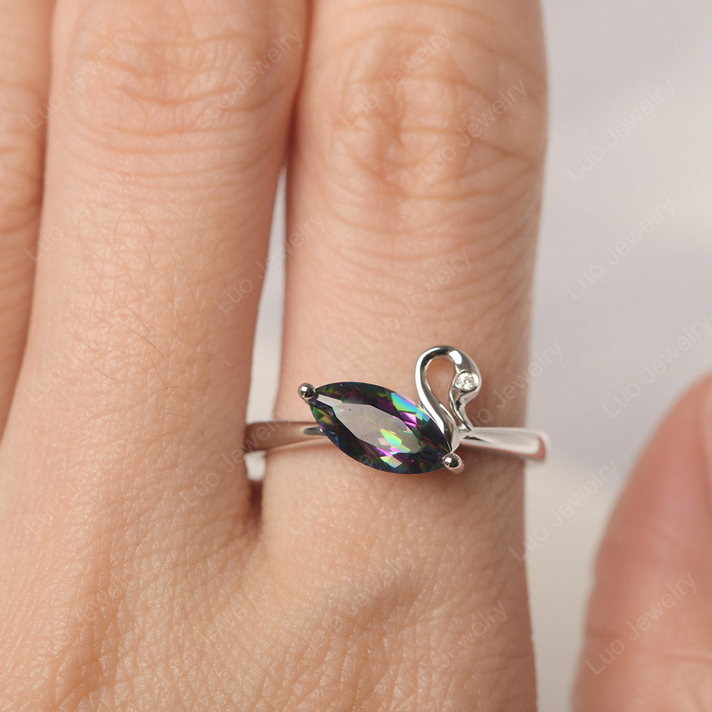Mystic Topaz Ring Swan Engagement Ring - LUO Jewelry