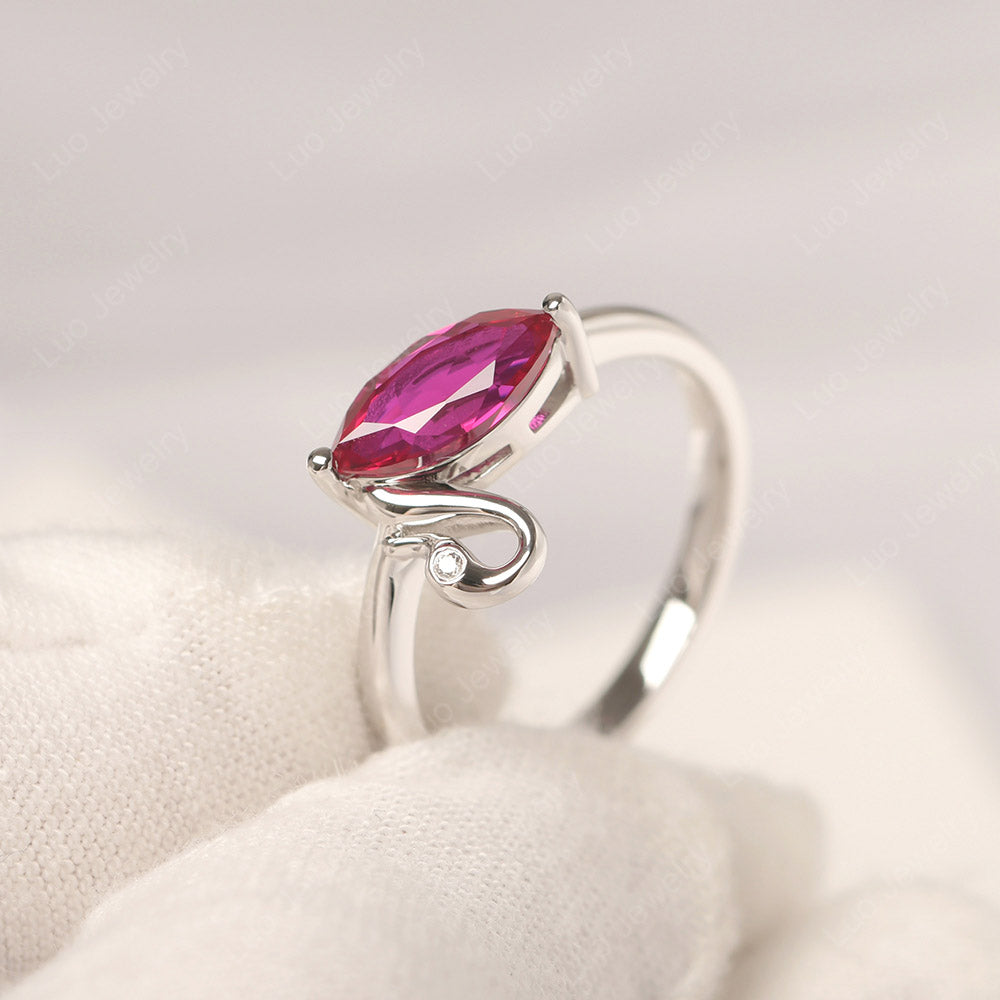 Ruby Ring Swan Engagement Ring - LUO Jewelry