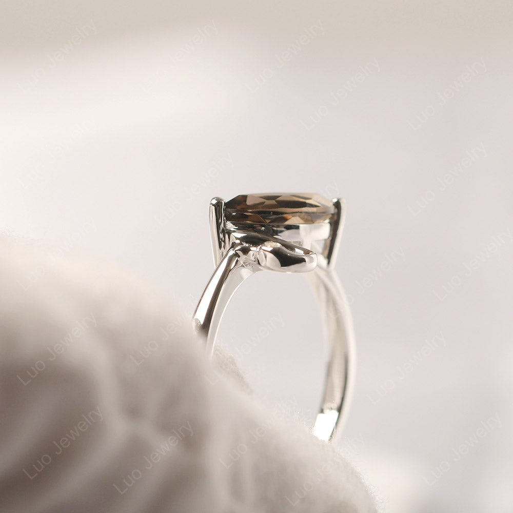 Smoky Quartz Ring Swan Engagement Ring - LUO Jewelry