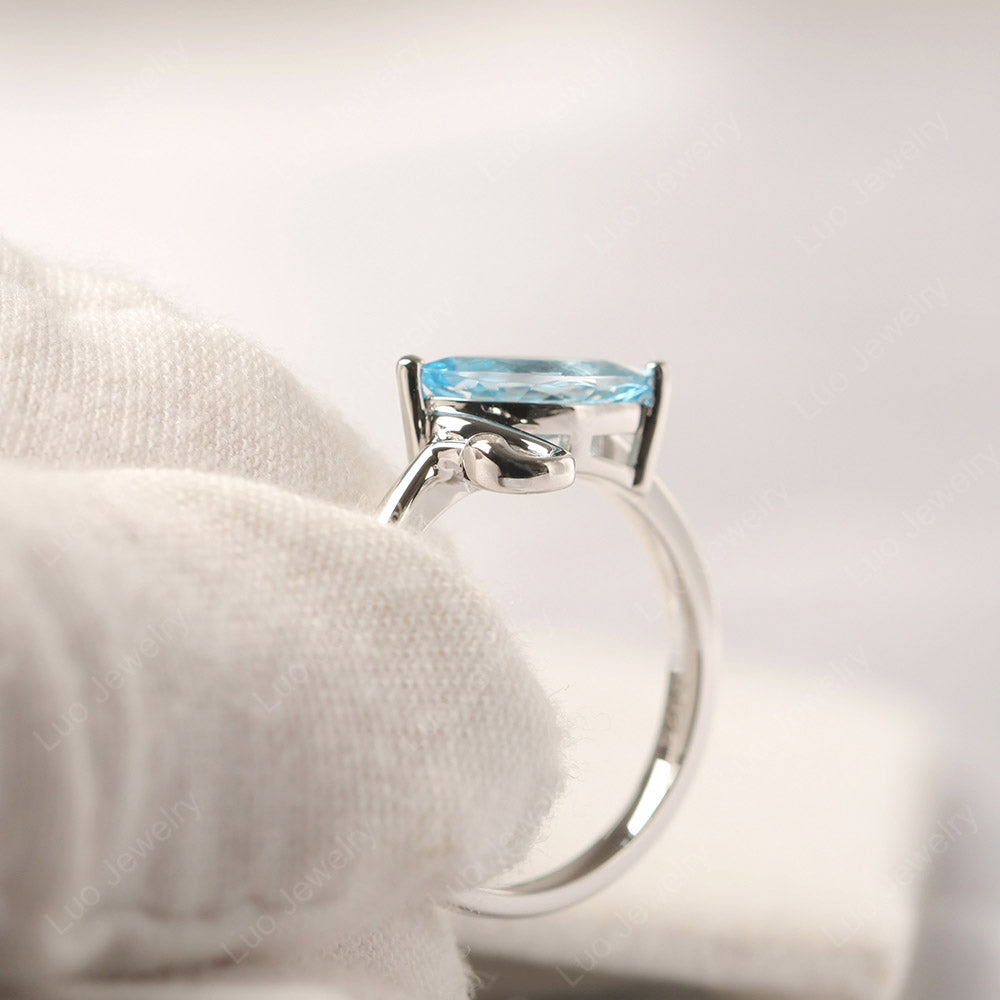 Swiss Blue Topaz Ring Swan Engagement Ring - LUO Jewelry
