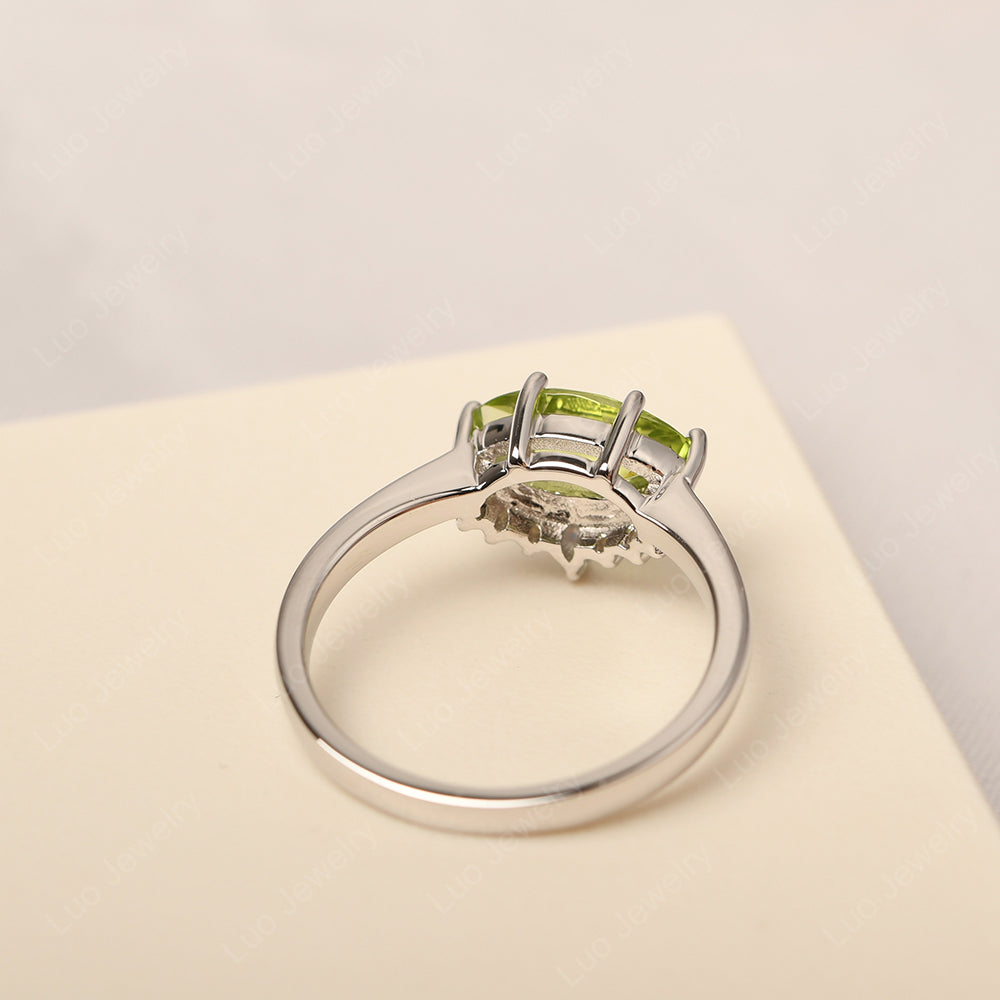 Horizontal Marquise Peridot Ring White Gold - LUO Jewelry