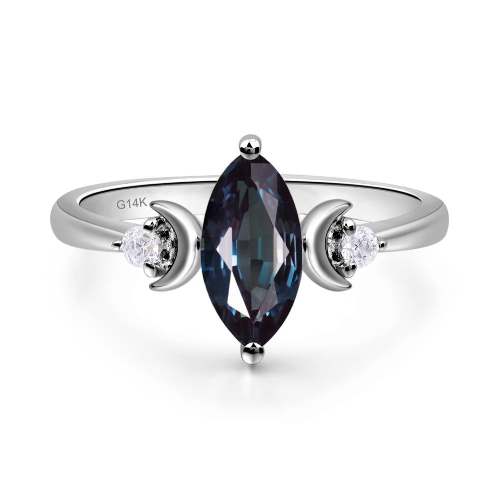 Moon Inspired Lab Alexandrite Engagement Ring - LUO Jewelry #metal_14k white gold