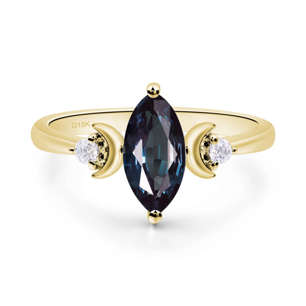 Moon Inspired Lab Alexandrite Engagement Ring - LUO Jewelry #metal_18k yellow gold