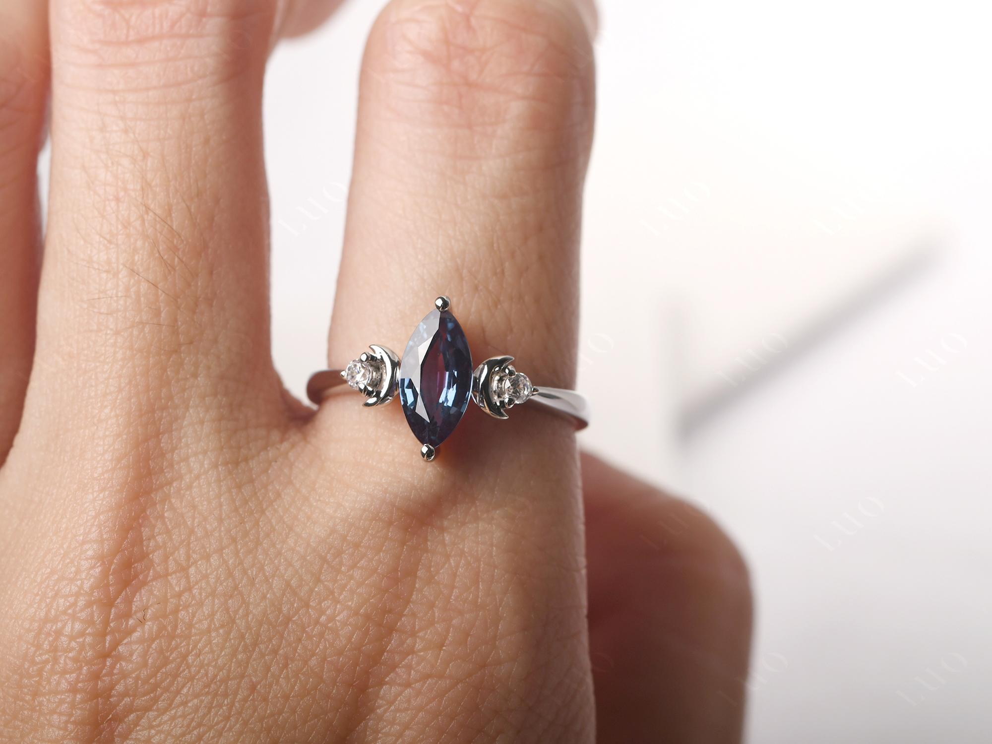Moon Inspired Lab Alexandrite Engagement Ring - LUO Jewelry