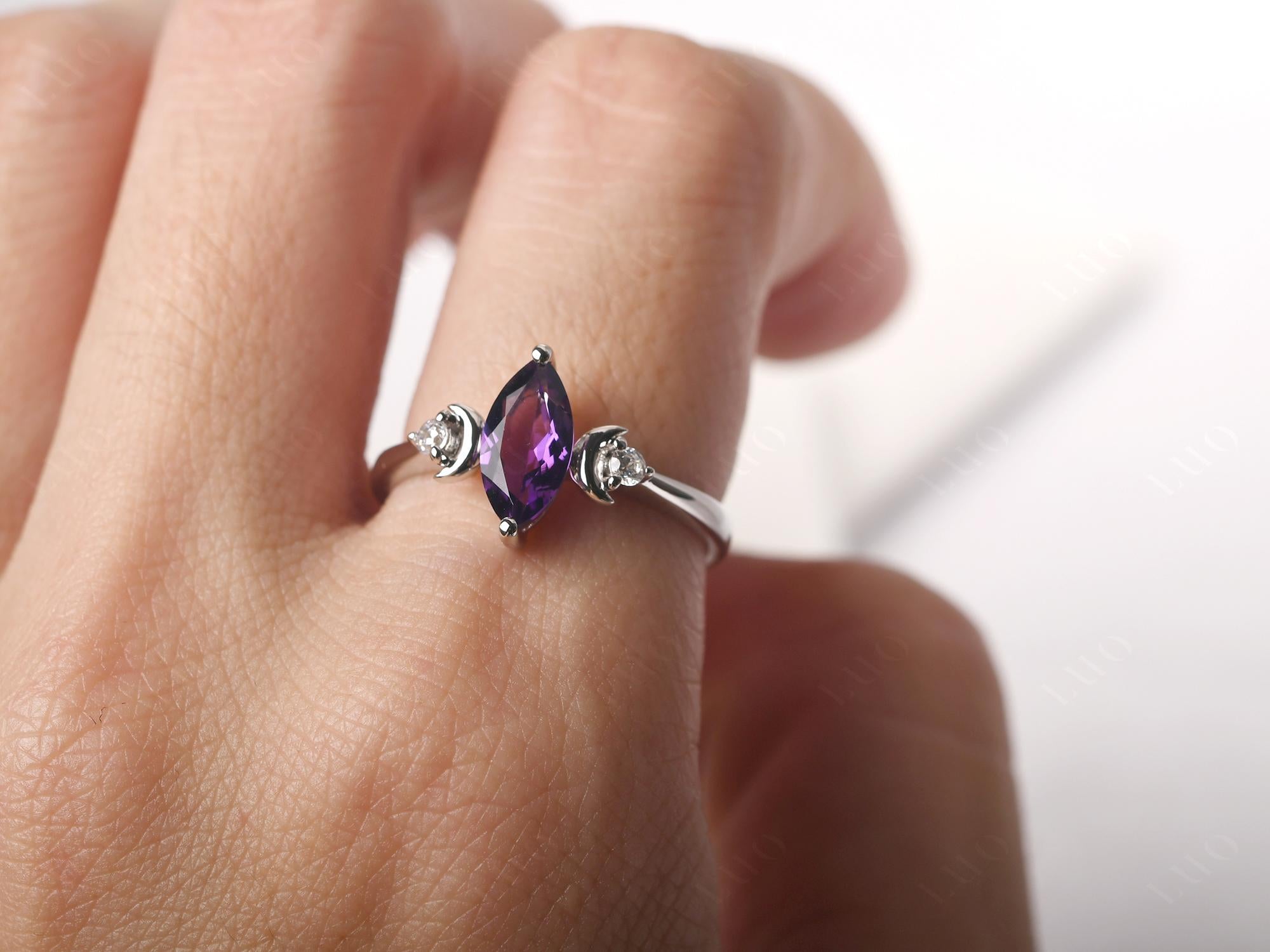 Moon Inspired Amethyst Engagement Ring - LUO Jewelry
