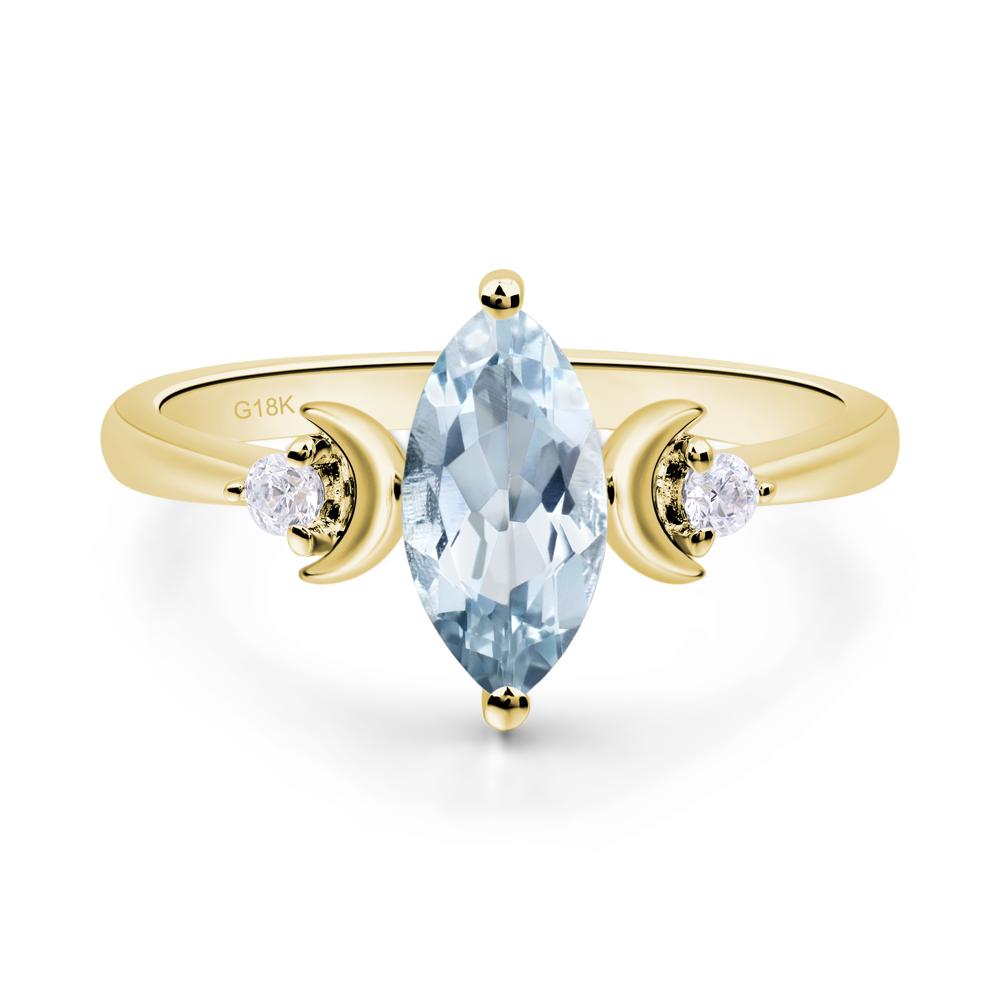 Moon Inspired Aquamarine Engagement Ring - LUO Jewelry #metal_18k yellow gold