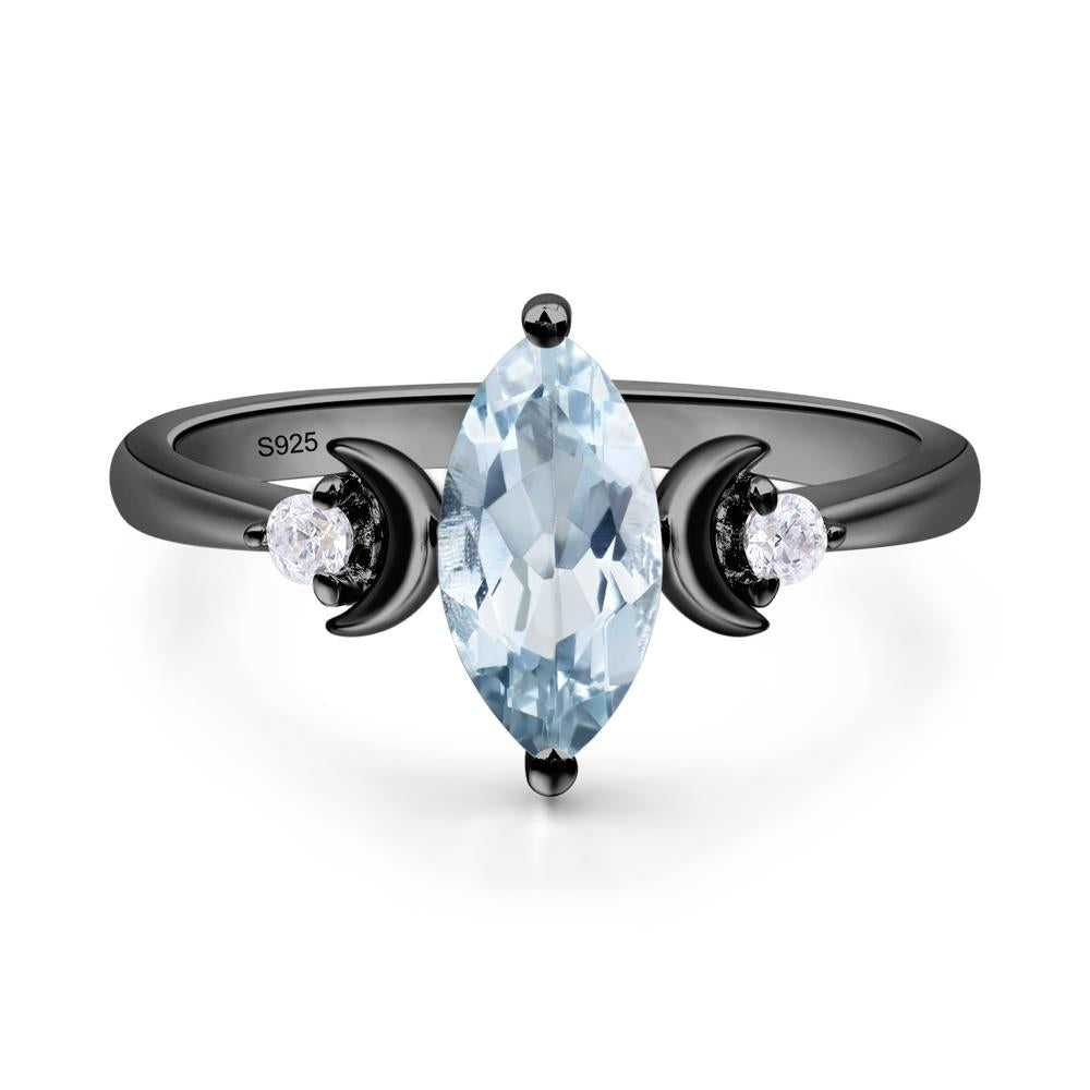 Moon Inspired Aquamarine Engagement Ring - LUO Jewelry #metal_black finish sterling silver