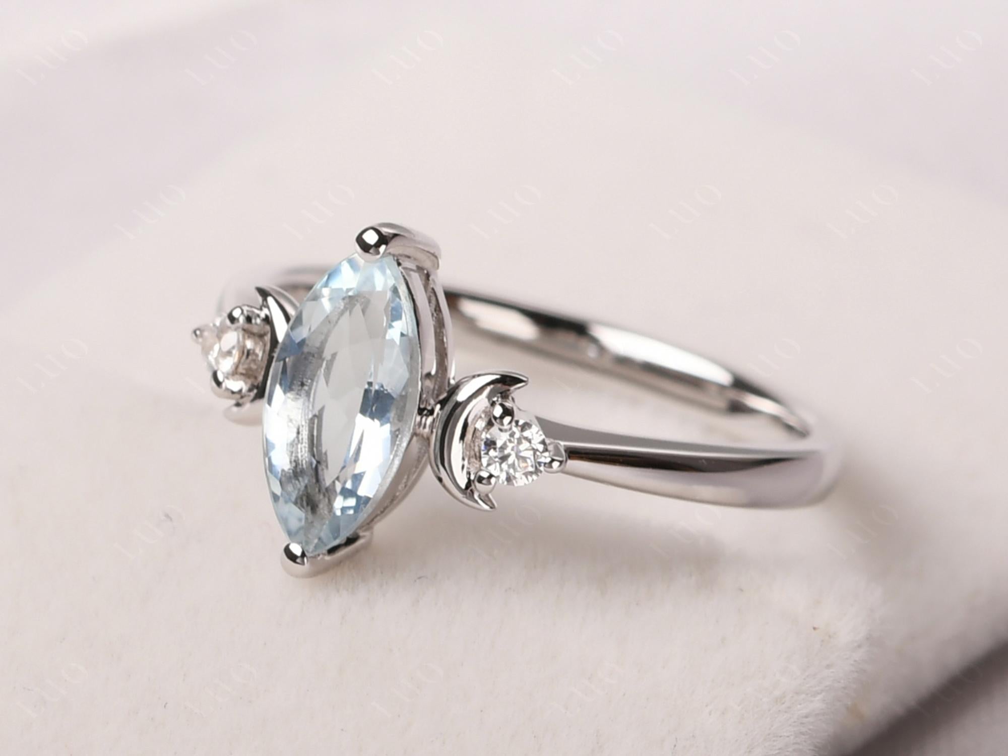 Moon Inspired Aquamarine Engagement Ring - LUO Jewelry