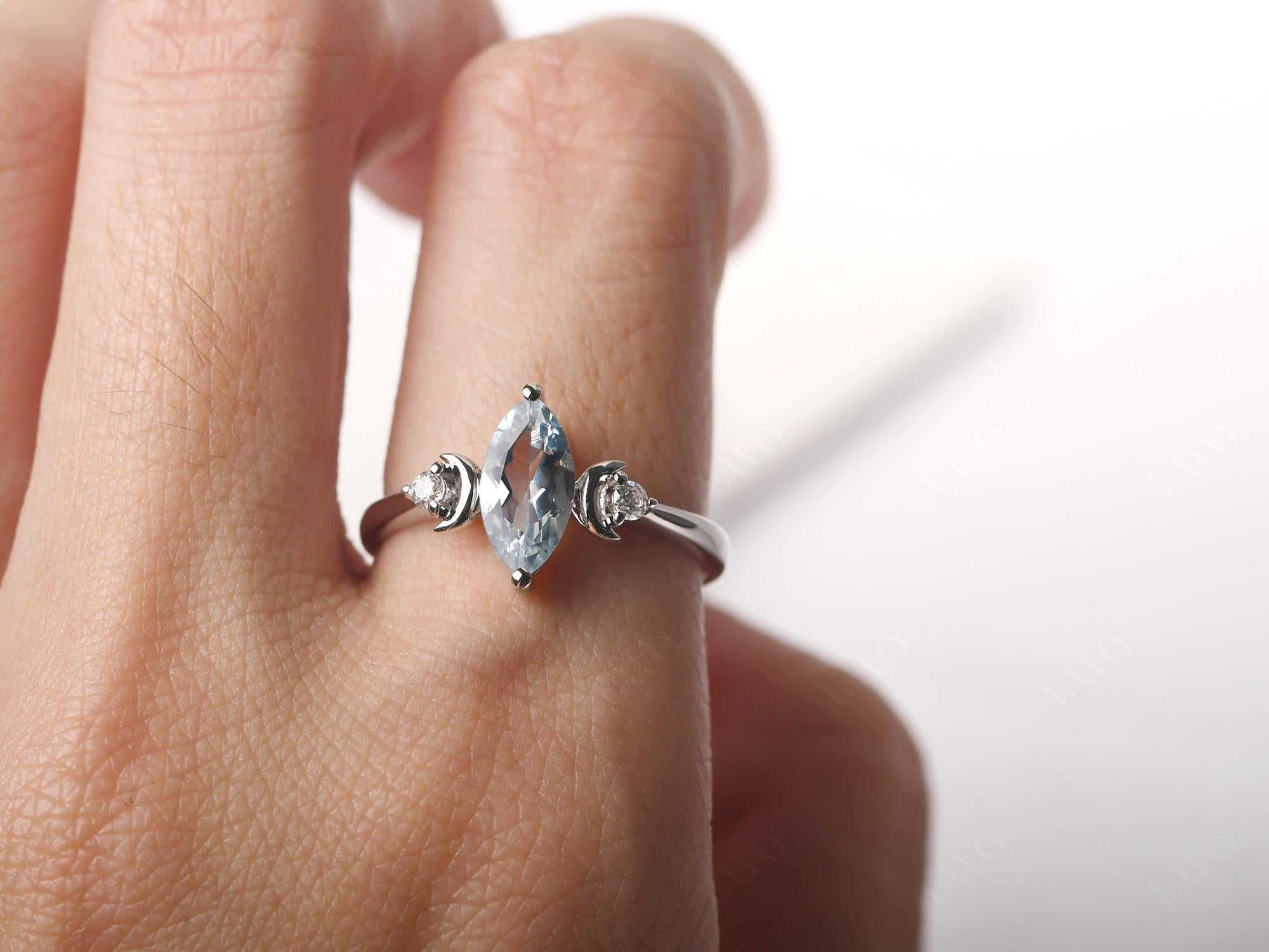 Moon Inspired Aquamarine Engagement Ring - LUO Jewelry