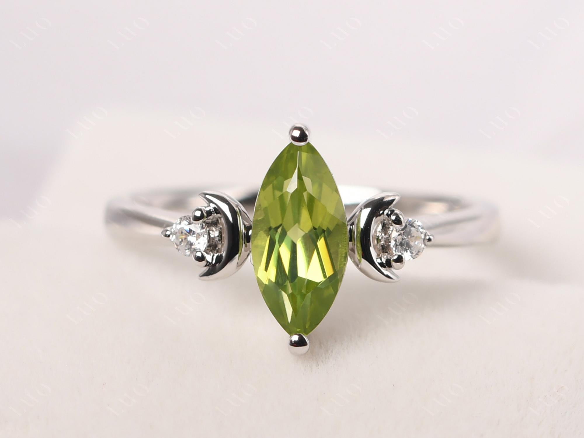 Moon Inspired Peridot Engagement Ring - LUO Jewelry