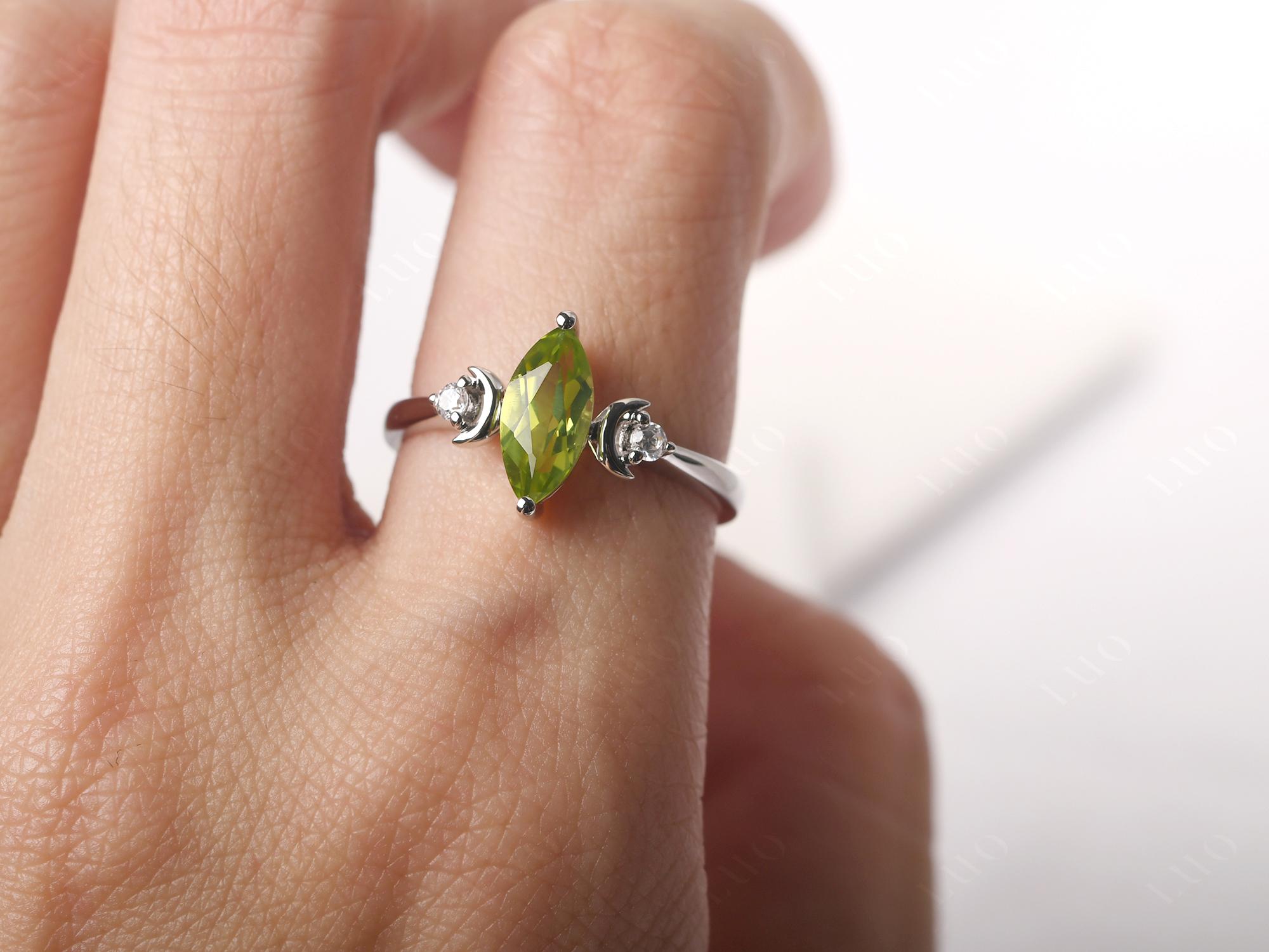 Moon Inspired Peridot Engagement Ring - LUO Jewelry