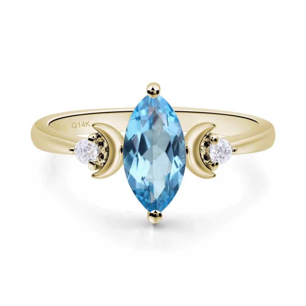 Moon Inspired Swiss Blue Topaz Engagement Ring - LUO Jewelry #metal_14k yellow gold