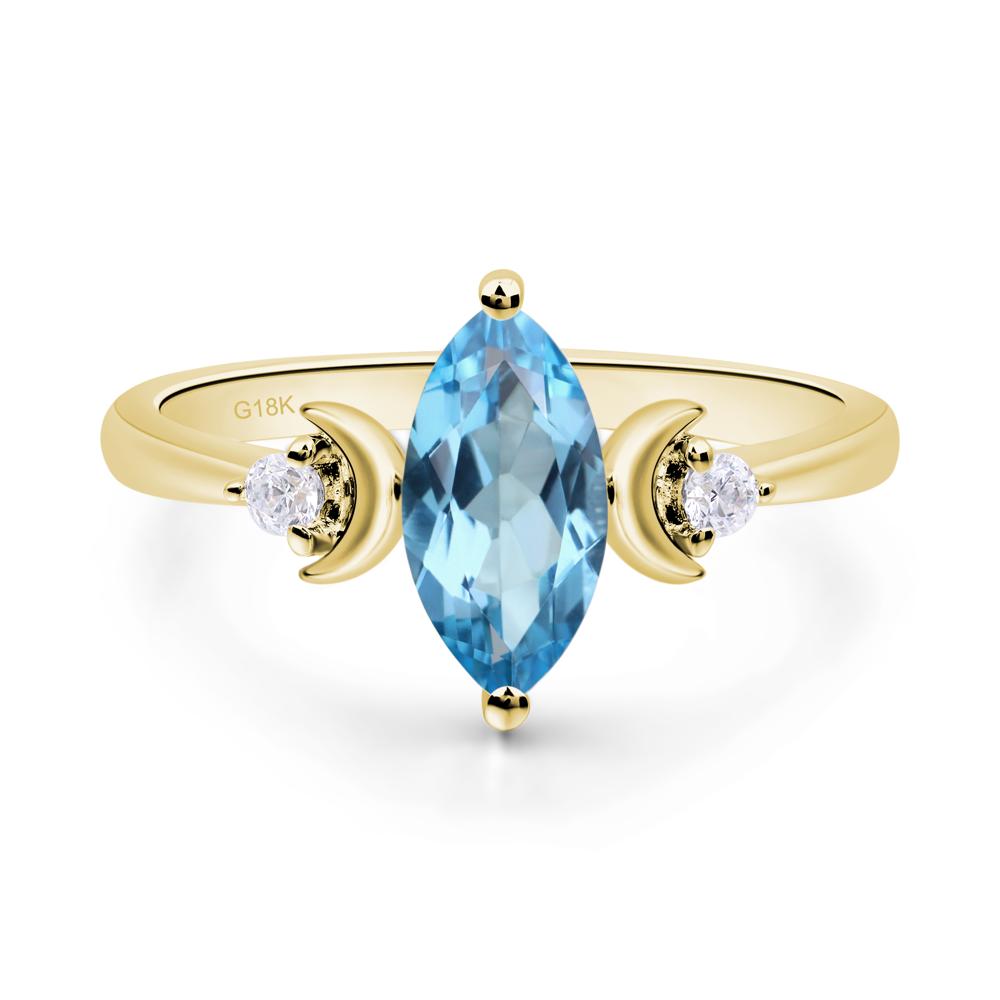 Moon Inspired Swiss Blue Topaz Engagement Ring - LUO Jewelry #metal_18k yellow gold