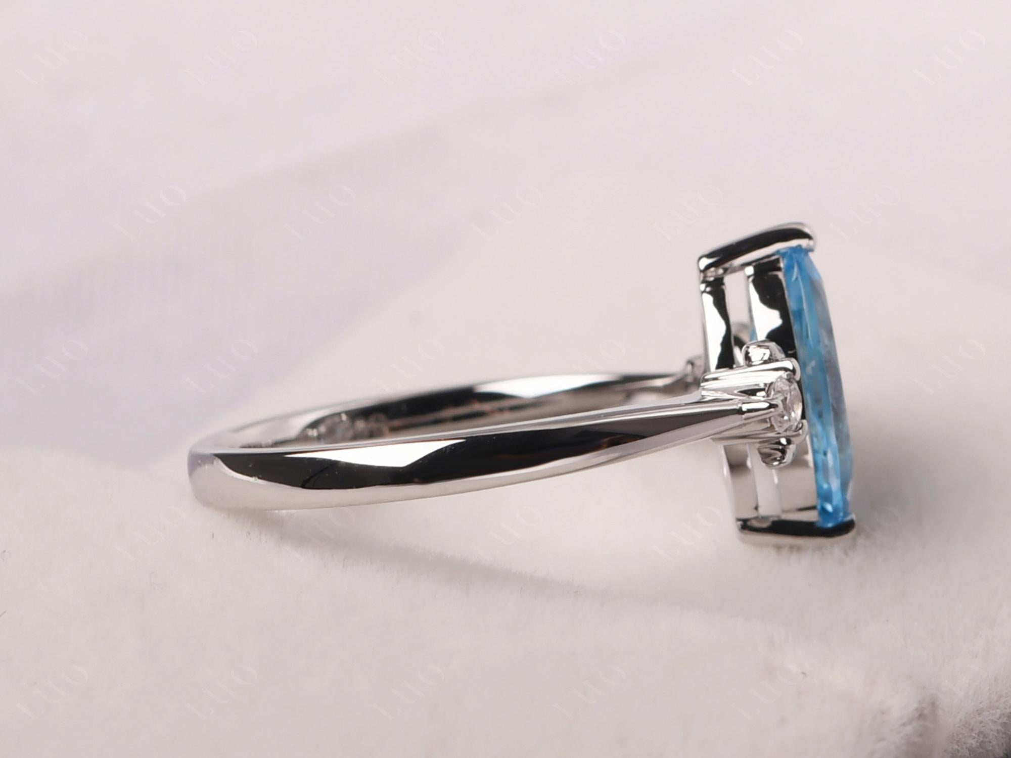 Moon Inspired Swiss Blue Topaz Engagement Ring - LUO Jewelry