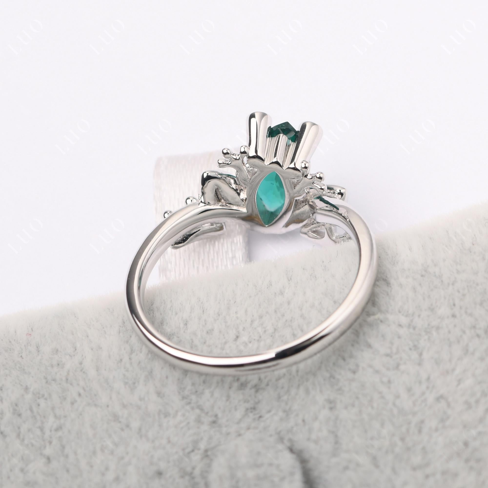 Marquise Cut Emerald Frog Ring - LUO Jewelry