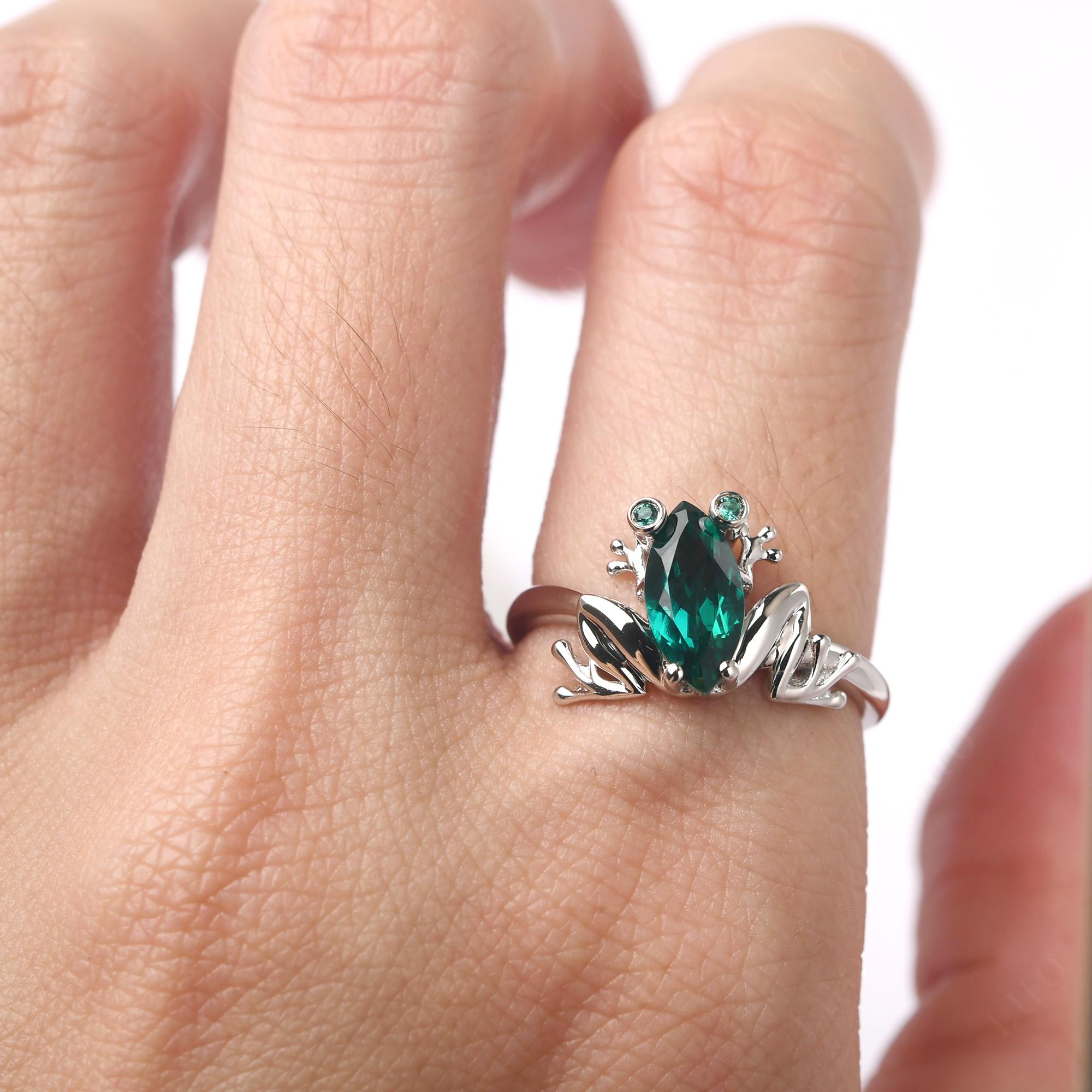 Marquise Cut Emerald Frog Ring - LUO Jewelry