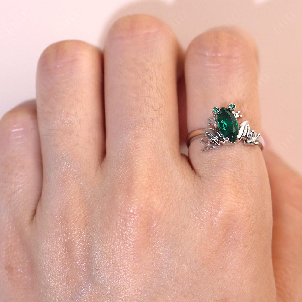 Marquise Cut Emerald Frog Ring - LUO Jewelry