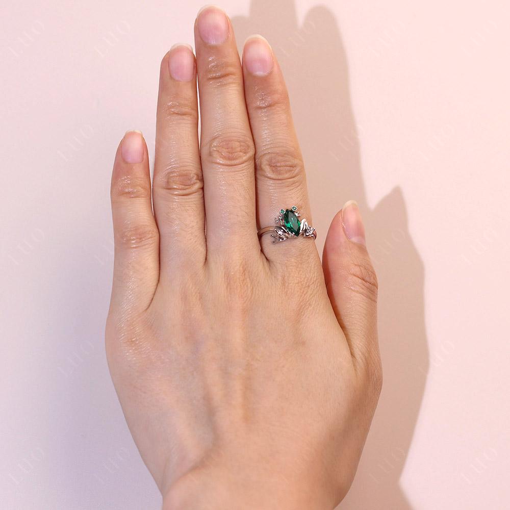 Marquise Cut Emerald Frog Ring - LUO Jewelry