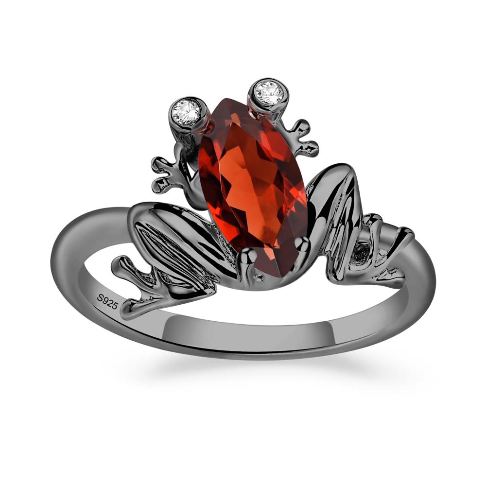 Marquise Cut Garnet Frog Ring - LUO Jewelry #metal_black finish sterling silver