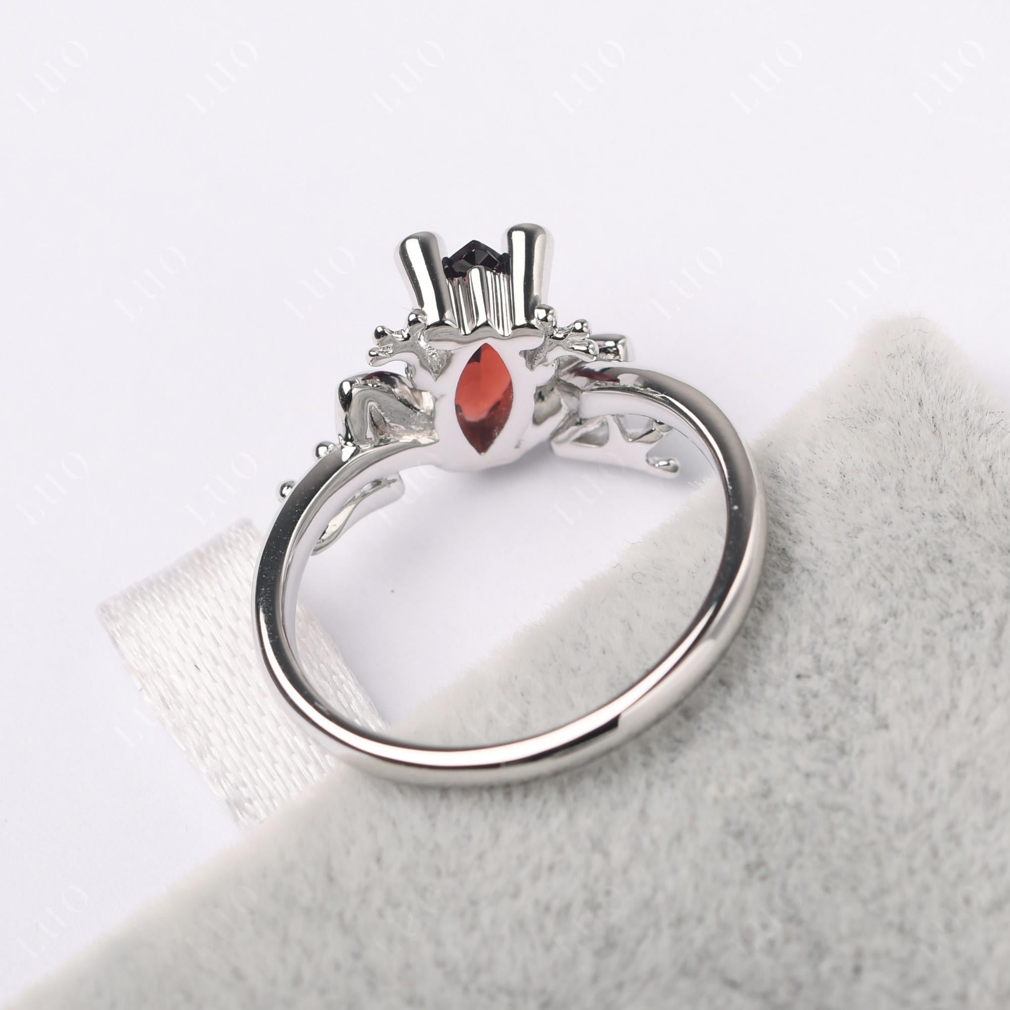Marquise Cut Garnet Frog Ring - LUO Jewelry